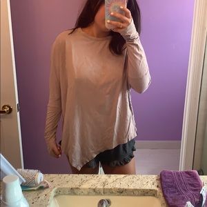 asymmetrical pink nude long sleeve shirt
